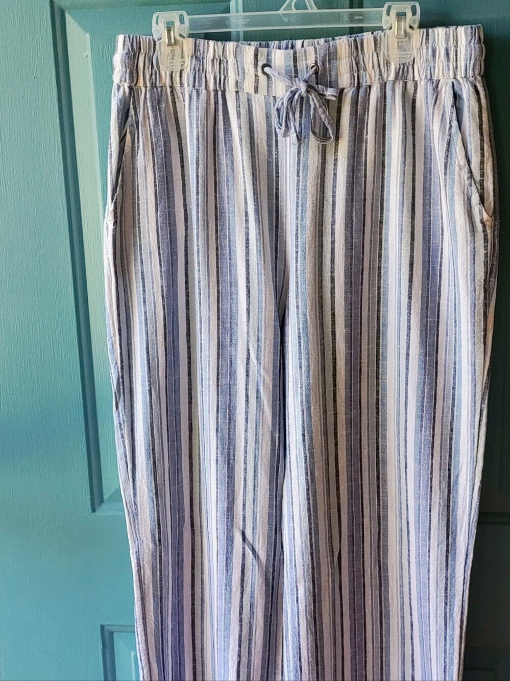 d&Co - Lightweight Blue and White Stripe Wide Leg Beach Pant